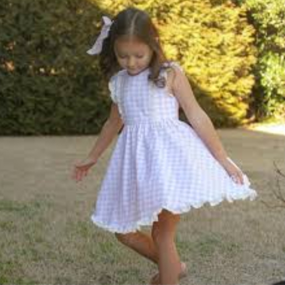 NWOT DANDELION DREAMS  White Gingham Girls Dress